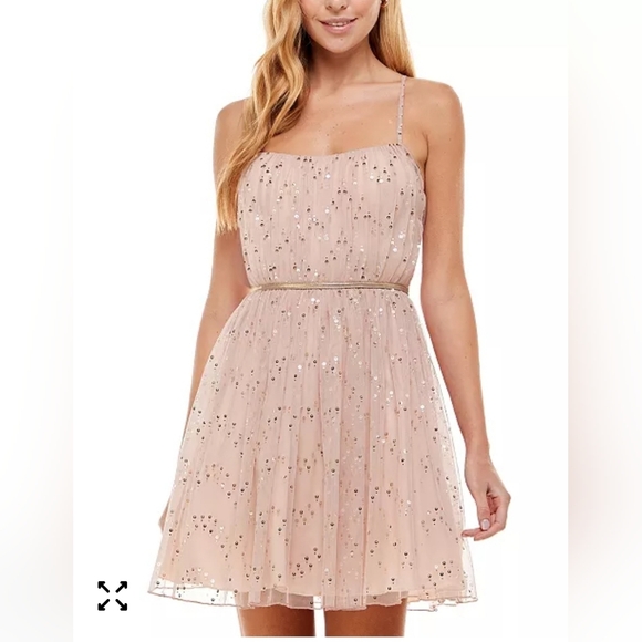 City Studio Dresses & Skirts - City Studio Criss Cross Strap Blush Sequin Mini Dress